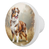 Australische Herdershond Rode Merle Aussie Keramische Knop (Rechts)