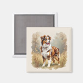 Australische Herdershond Rode Merle Aussie Magneet (Voorkant / Achterkant)