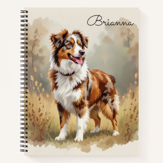 Australische Herdershond Rode Merle Aussie Notitieboek (Voorkant)