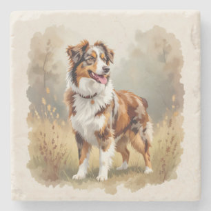 Australische Herdershond Rode Merle Aussie Stenen Onderzetter