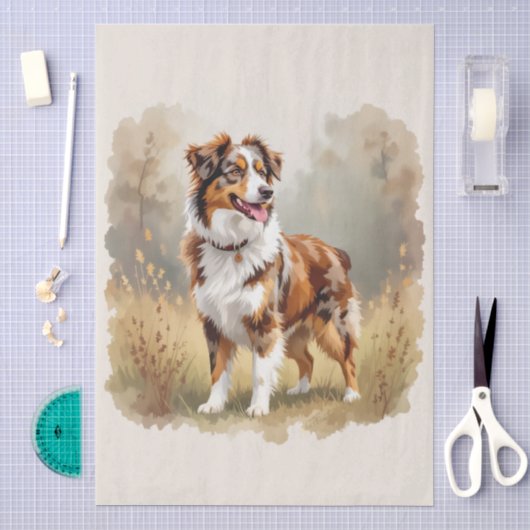 Australische Herdershond Rode Merle Aussie Tissuepapier (Craft)