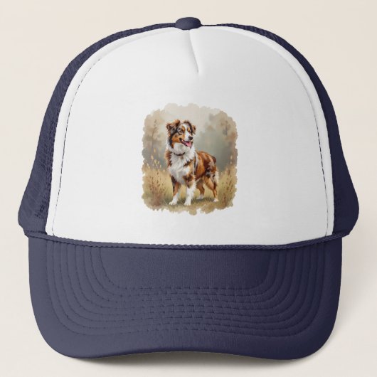 Australische Herdershond Rode Merle Aussie Trucker Pet (Voorkant)