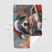 Australische Herdershond Roller Coaster Kerstmis Golfhanddoek (Insitu)