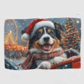 Australische Herdershond Roller Coaster Kerstmis Golfhanddoek (Horizontaal)