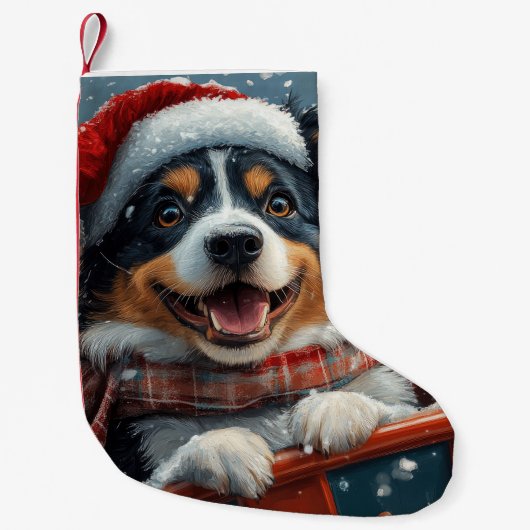 Australische Herdershond Roller Coaster Kerstmis Kleine Kerstsok (Voorkant)