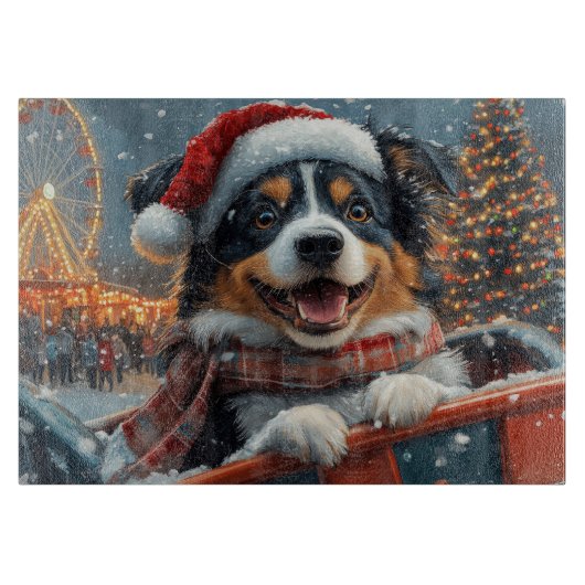 Australische Herdershond Roller Coaster Kerstmis Snijplank (Voorkant)