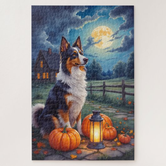 Australische Herdershond Rustic Halloween Maneschi Legpuzzel (Verticaal)