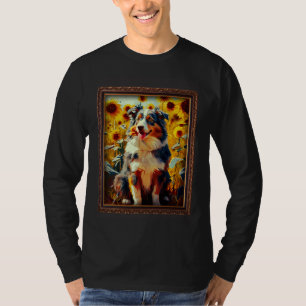 Australische Herdershond Schildert Zonnebloem Bloe T-shirt