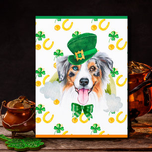 Australische Herdershond Shamrock St. Patricks Dag Feestdagenkaart