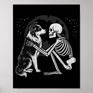 Australische Herdershond Skelet Maan Halloween Hon Poster