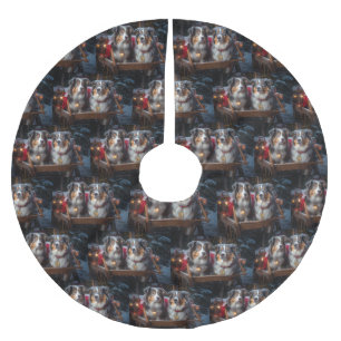 Australische Herdershond Sneeuwige slee Kerstmis d Kerstboom Rok