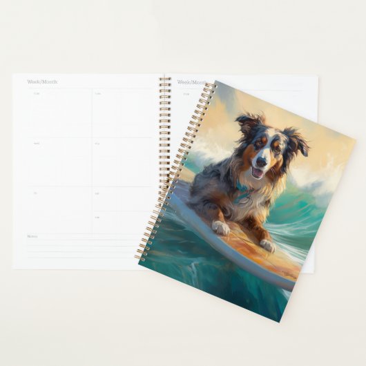 Australische Herdershond Strand Surfen Schilderen Planner (Display)