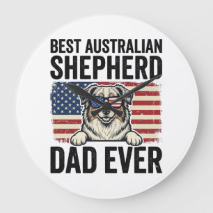 Australische Herdershond Vader Patriottisch Vintag Grote Klok