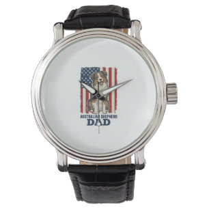 Australische Herdershond Vader Patriottisch Vintag Horloge