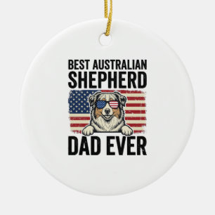 Australische Herdershond Vader Patriottisch Vintag Keramisch Ornament