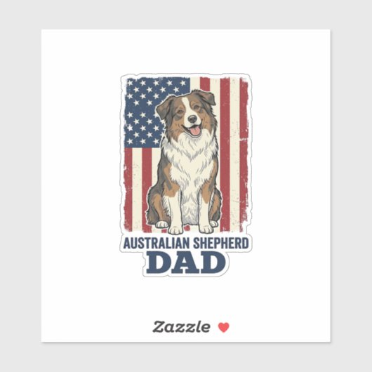 Australische Herdershond Vader Patriottisch Vintag Sticker (Vel)
