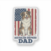 Australische Herdershond Vader Patriottisch Vintag Sticker (Voorkant)