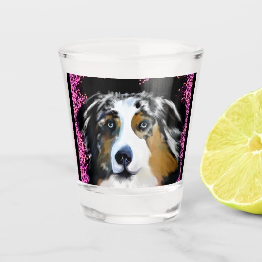 Australische Herdershond Valentijn Shot Glas (Voorkant)