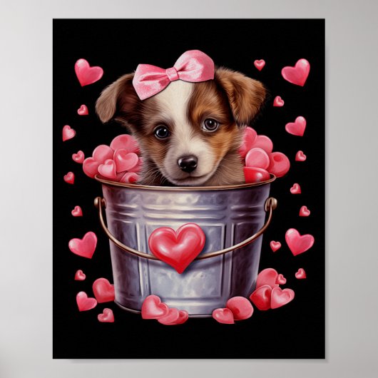 Australische Herdershond Valentijnsdag Puppy Liefd Poster (Voorkant)