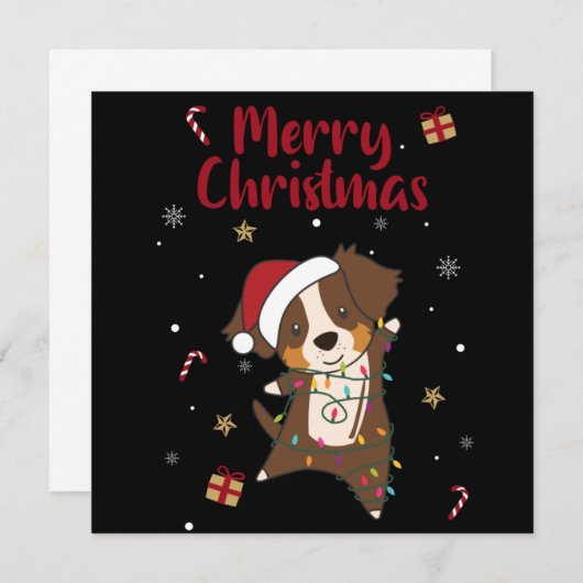 Australische Herdershond Vrolijk Kerstfeest Winter Kaart (Voorkant / Achterkant)