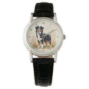 Australische Herdershond Zwarte Driekleurige Aussi Horloge