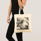 australische herderspuppy bw tote bag (Voorkant (product))