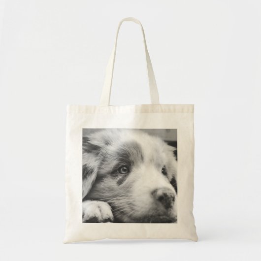australische herderspuppy bw tote bag (Voorkant)