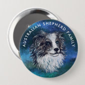 Australische herdertekening ronde button 4,0 cm (Voorkant /achterkant)