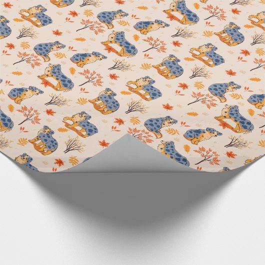 Australische herfstherfst laat Struiken patroon ov Cadeaupapier (Hoek)