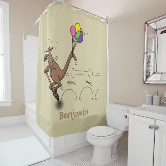 Australische humor kangaroo cartoon afbeelding douchegordijn (In situ)