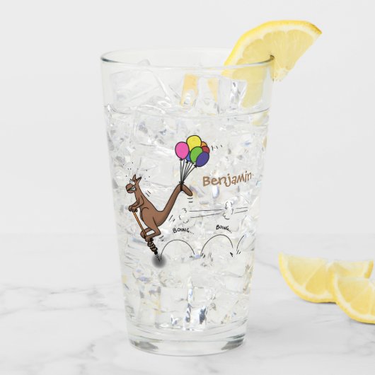 Australische humor kangaroo cartoon afbeelding glas (Achterkant ijs)