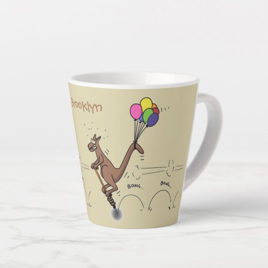 Australische humor kangaroo cartoon afbeelding latte mok (Rechterhoek)