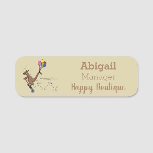 Australische humor kangaroo cartoon afbeelding naamplaatje (Voorkant)