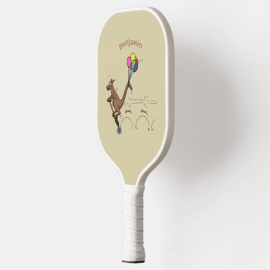 Australische humor kangaroo cartoon afbeelding pickleball paddle (Links)