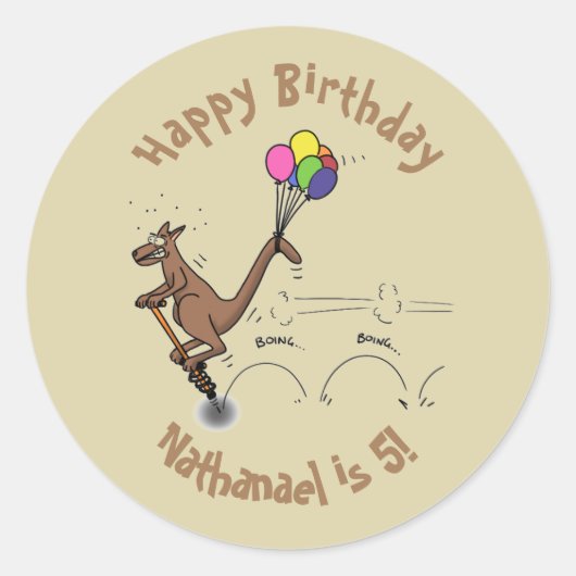 Australische humor kangaroo cartoon afbeelding ronde sticker (Voorkant)