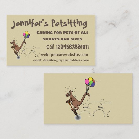 Australische humor kangaroo cartoon afbeelding visitekaartje (Voorkant / Achterkant)