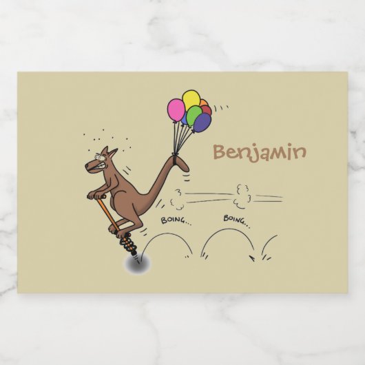 Australische humor kangaroo cartoon afbeelding voedselcontainer etiket (Enkel label)