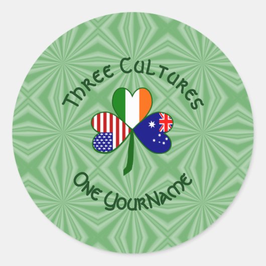 Australische Ierse Amerikaanse Shamrock gepersonal Ronde Sticker (Voorkant)