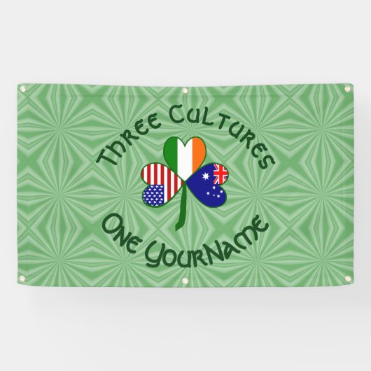 Australische Ierse Amerikaanse Shamrock gepersonal Spandoek (Horizontaal)