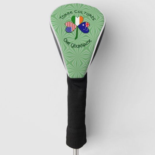 Australische Ierse VS Vlaggen Shamrock gepersonali Golfheadcover (Voorkant)