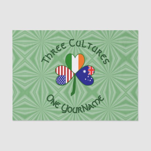 Australische Ierse VS Vlaggen Shamrock gepersonali Tissuepapier (Voorkant)