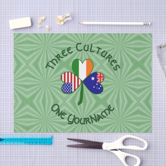 Australische Ierse VS Vlaggen Shamrock gepersonali Tissuepapier (Craft)