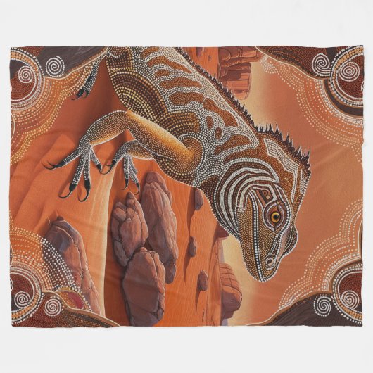 Australische Iguana Lizard Wildlife Scene Fleece Deken (Voorkant (Horizontaal))