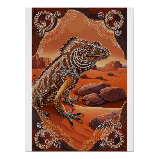 Australische Iguana Lizard Wildlife Scene Perfect Poster (Voorkant)