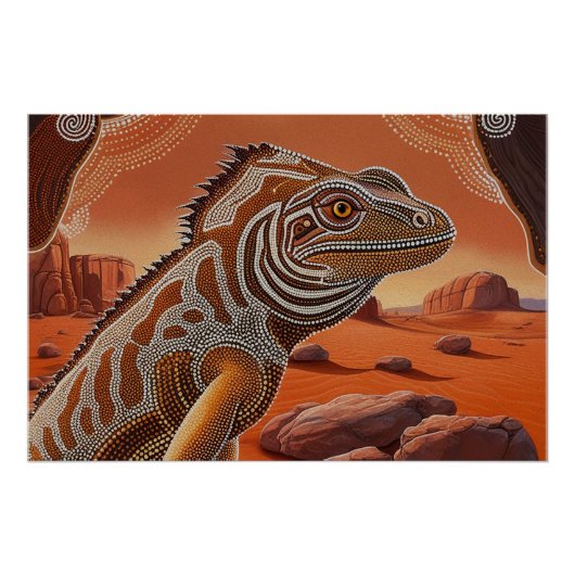 Australische Iguana Lizard Wildlife Scene Perfect Poster (Voorkant)