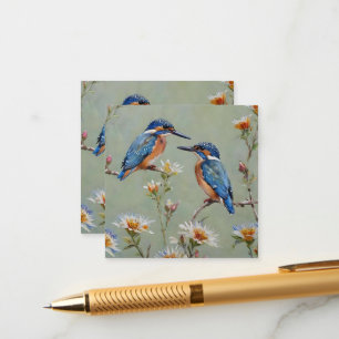 Australische ijsvogel vogels en bloemen olieverf, informatiekaartje