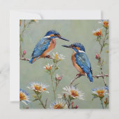 Australische ijsvogel vogels en bloemen olieverf, save the date (Achterkant)