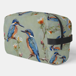 Australische ijsvogel vogels en bloemen olieverf, toilettasje