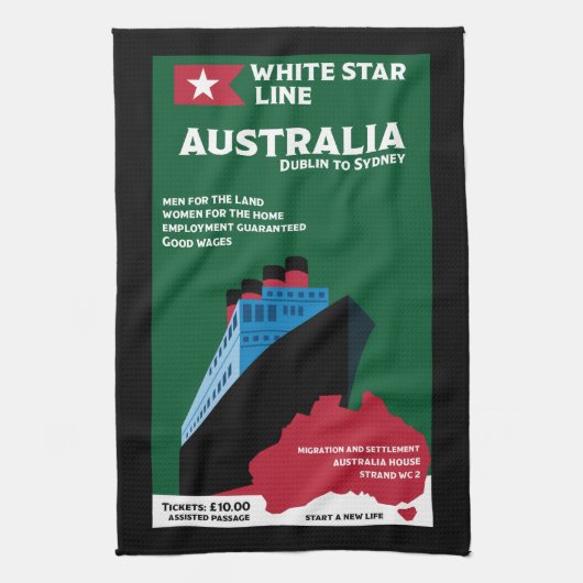 Australische immigratie kunst theedoek (Verticaal)