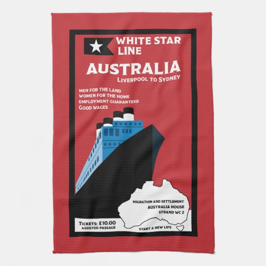 Australische immigratie kunst theedoek (Verticaal)